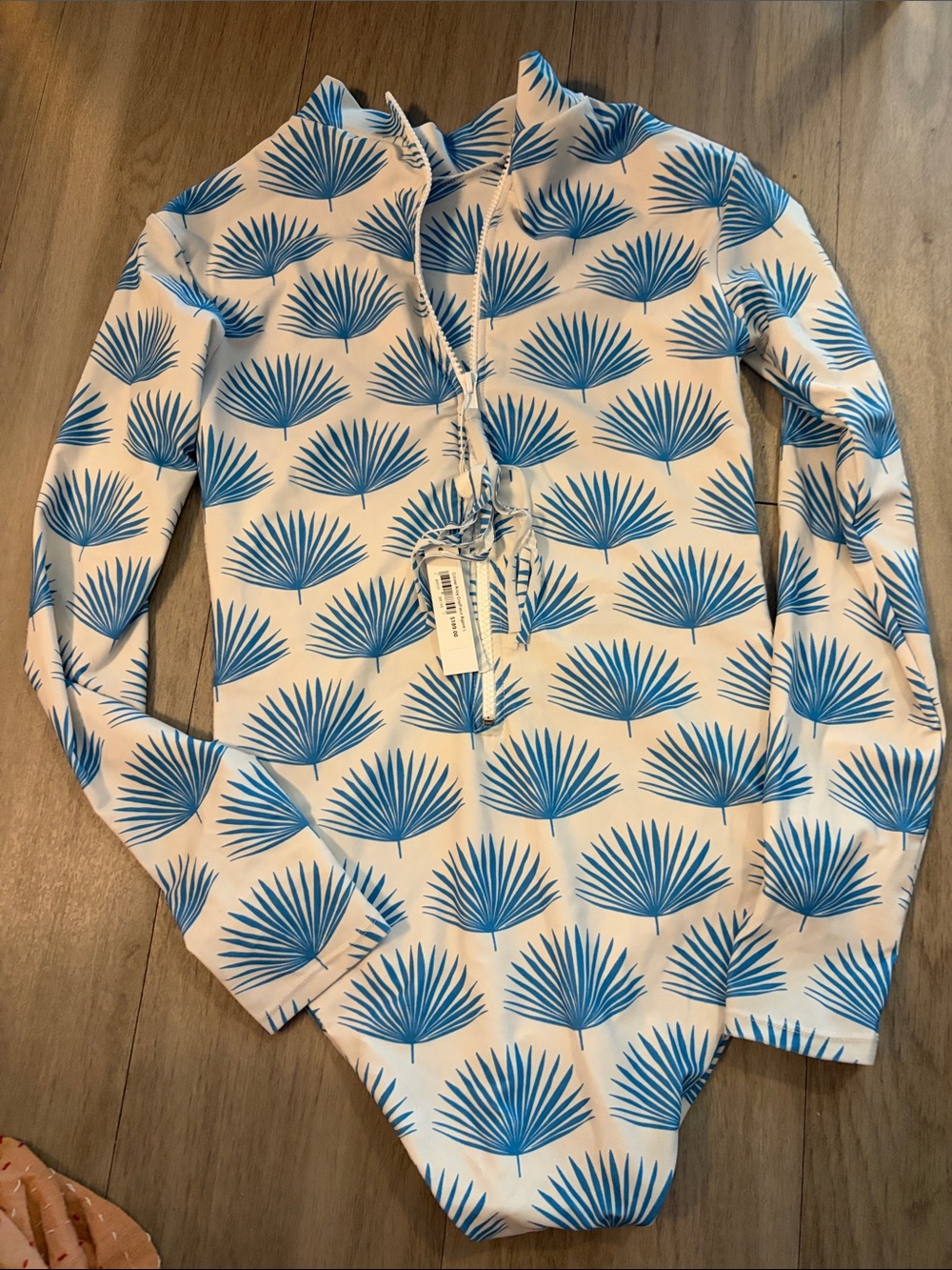 Citrine One-Piece Swimsuit with Blue Palm Print NWT made in Bali